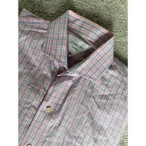 Ledbury Fine Shirting Slim Fit‎ Pink & Blue Mens Dress Shirt Size 16 1/2